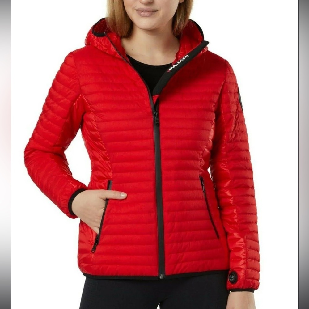 Pajar Starling Hooded Quilted Packable Raincoat Current Red